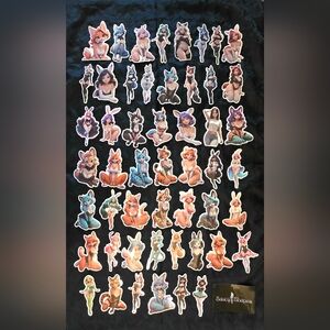 Saucy Shapes Furry Anime Girl 51 Vinyl Decals Waifu Ecchi Sexy Adult NEW